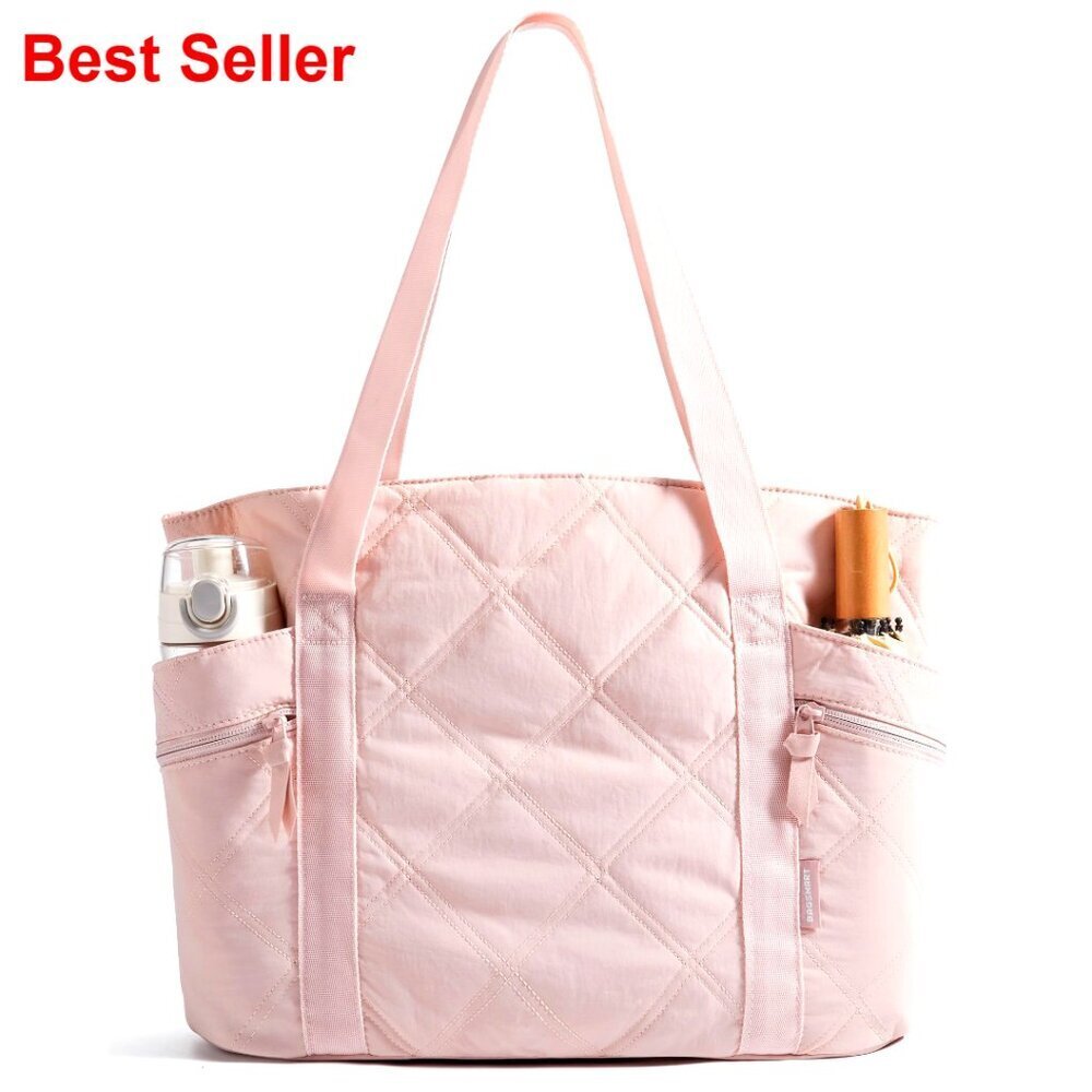 20L Puffer Tote Bag with Zipper, Quilted Work Travel Nurse Bag